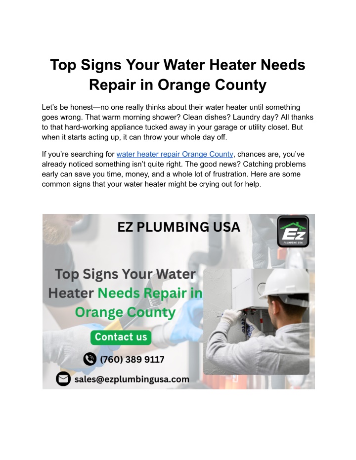 top signs your water heater needs repair