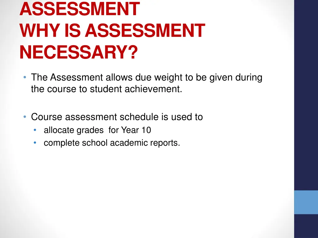 assessment why is assessment necessary