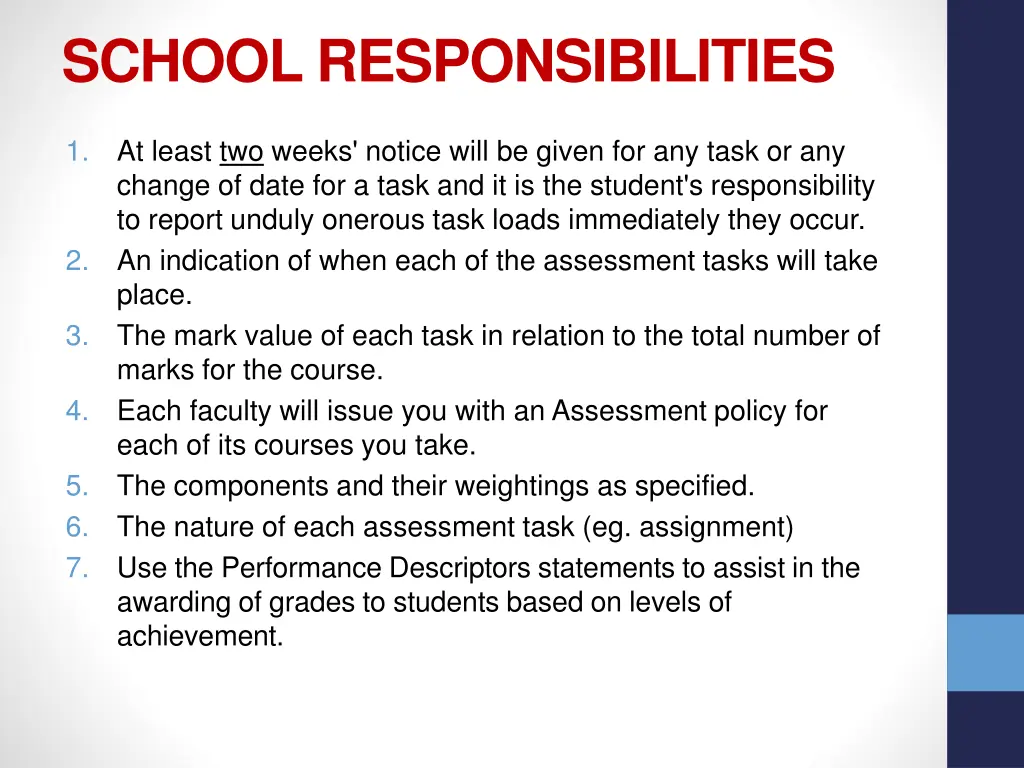 school responsibilities
