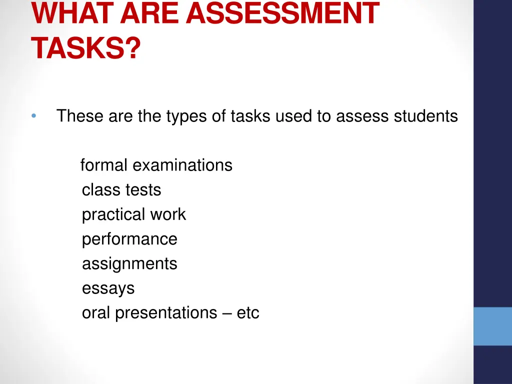 what are assessment tasks