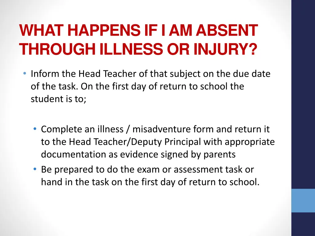 what happens if i am absent through illness