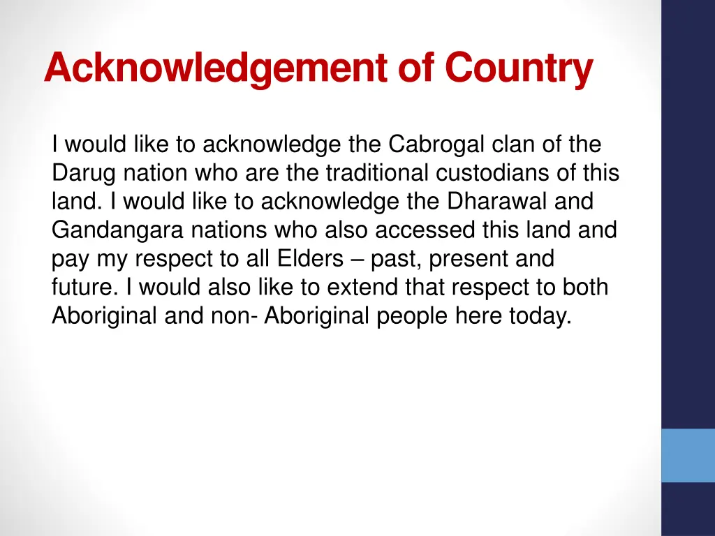 acknowledgement of country