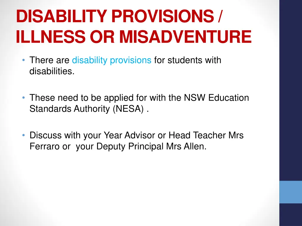 disability provisions illness or misadventure