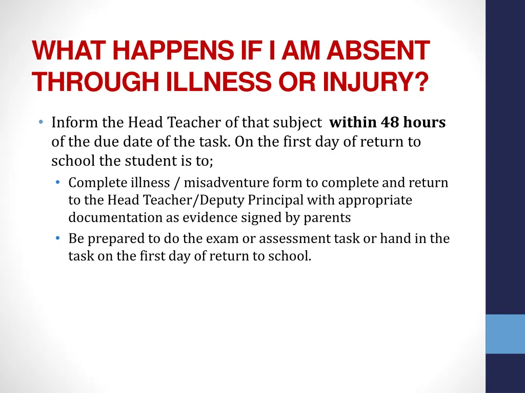 what happens if i am absent through illness