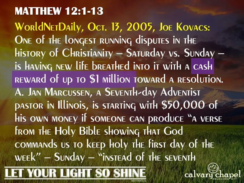 matthew 12 1 13 5