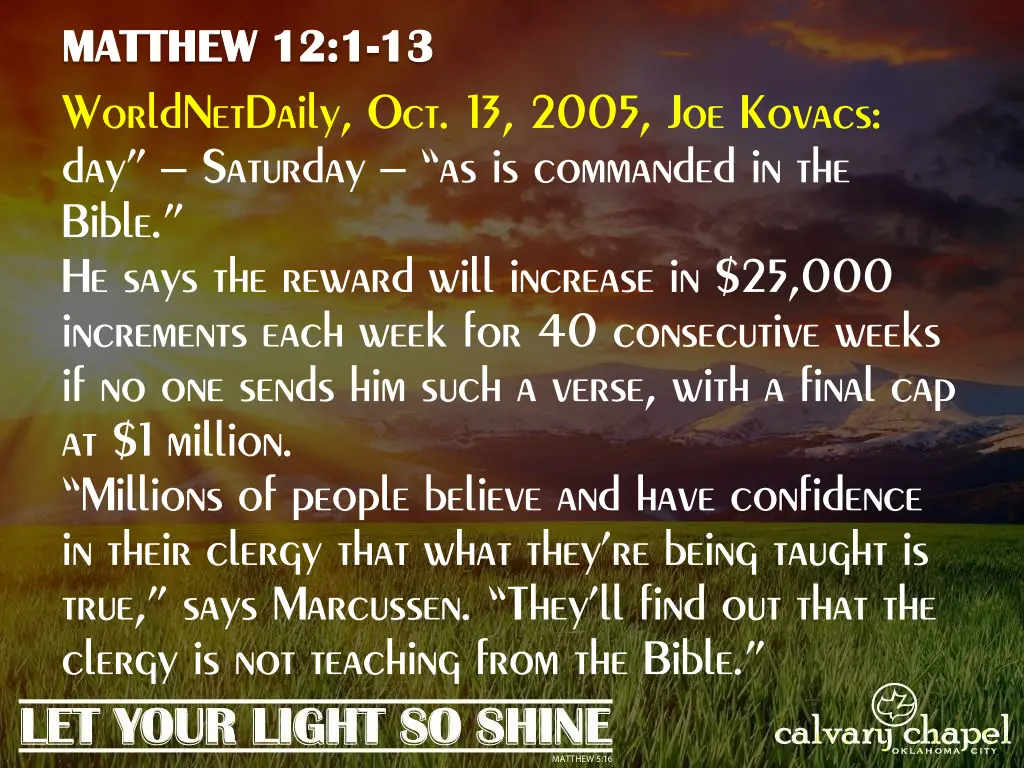 matthew 12 1 13 6
