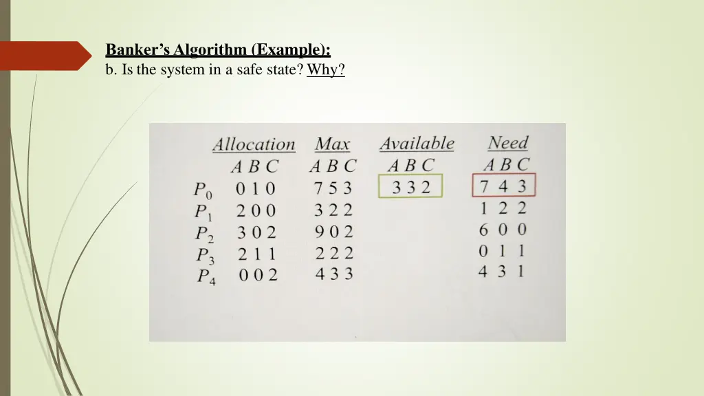 banker s algorithm example b is the system