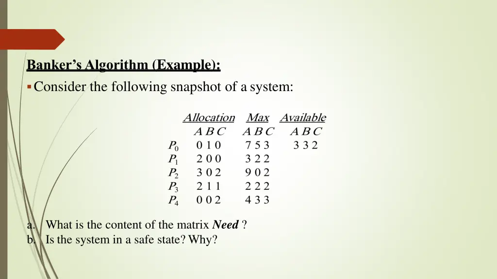 banker s algorithm example consider the following