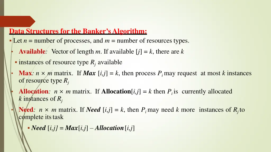 data structures for the banker s algorithm