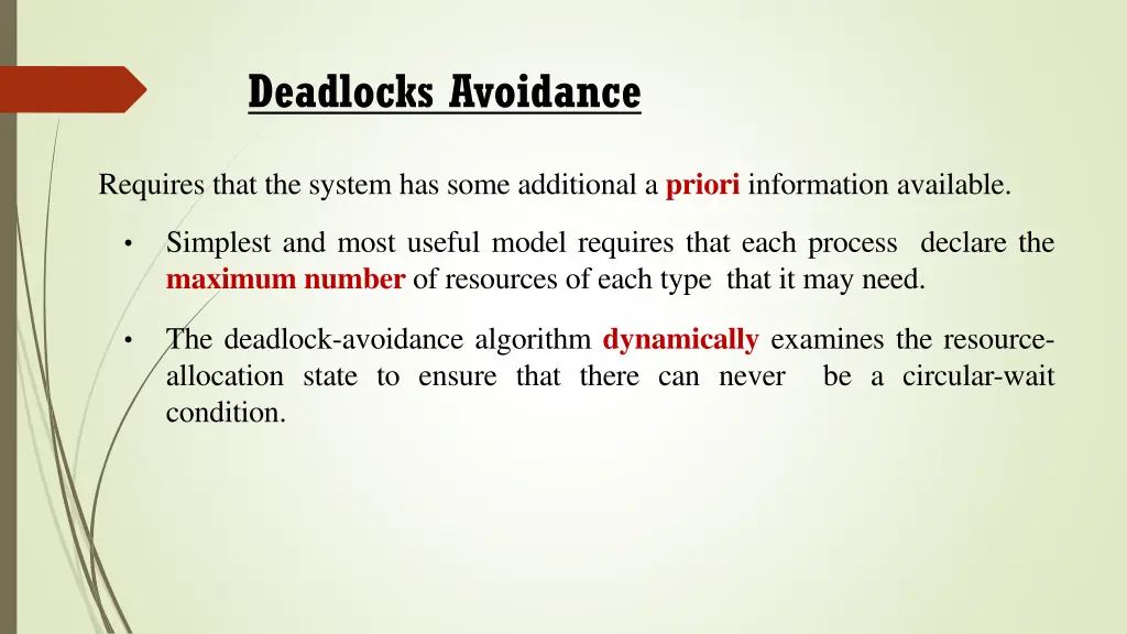deadlocks avoidance