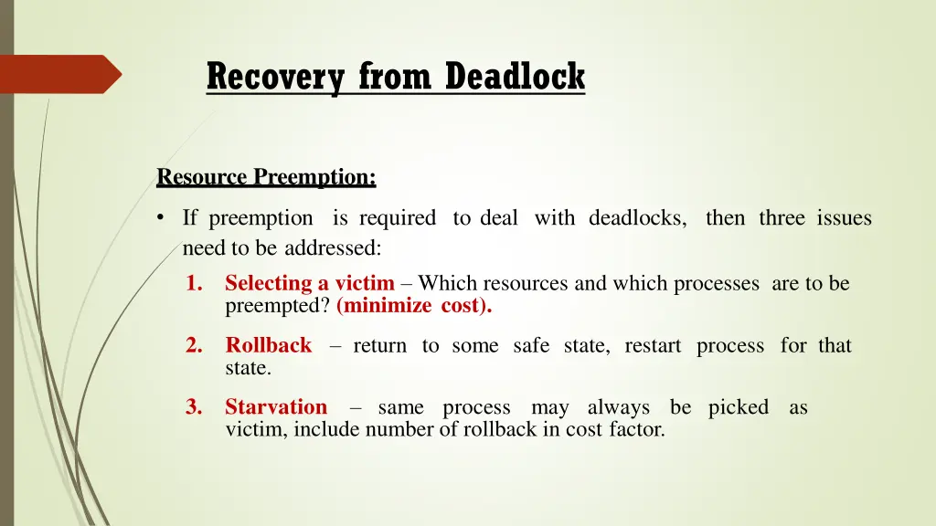 recovery from deadlock 1