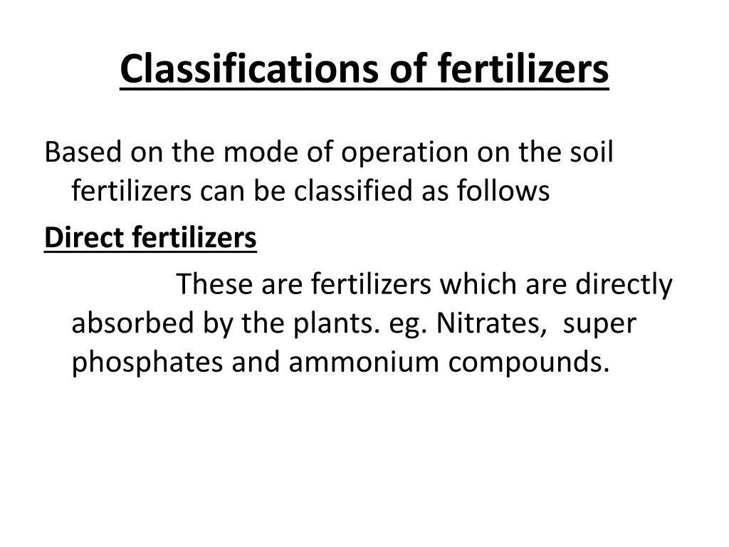 classifications of fertilizers