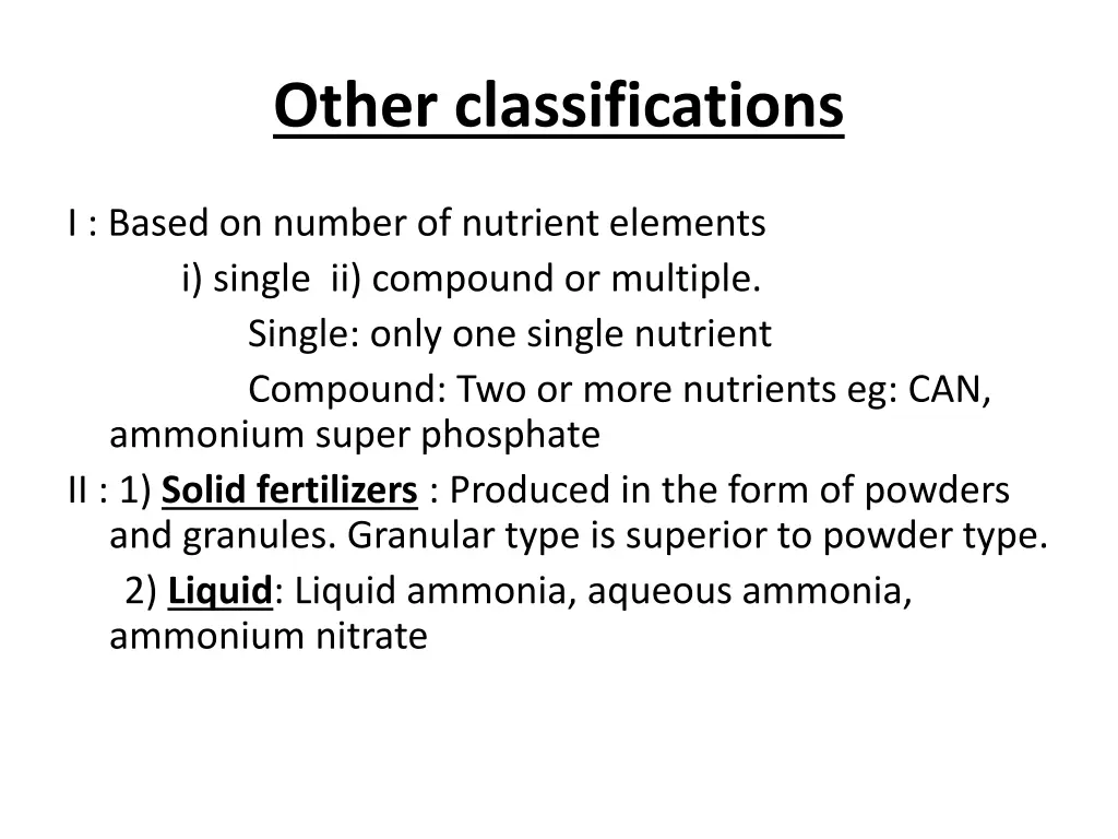 other classifications