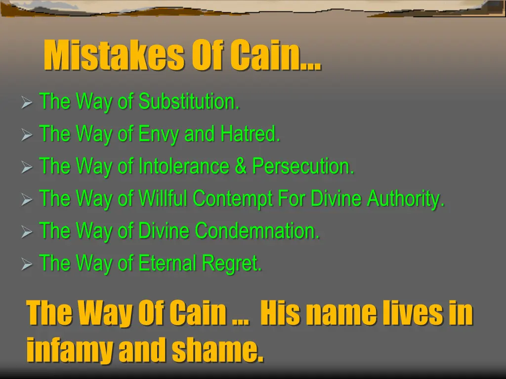 mistakes of cain 1