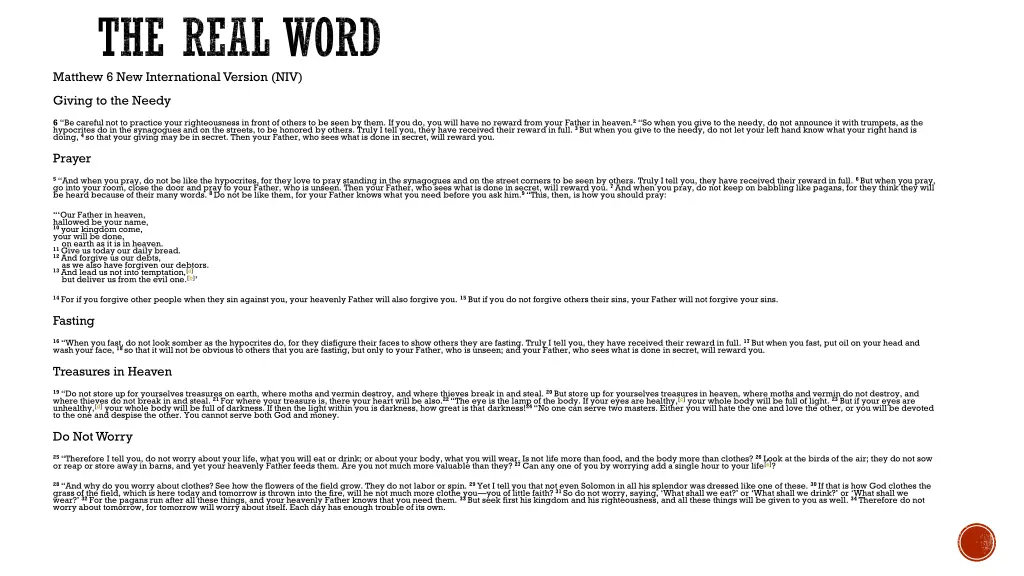 the real word matthew 6 new international version