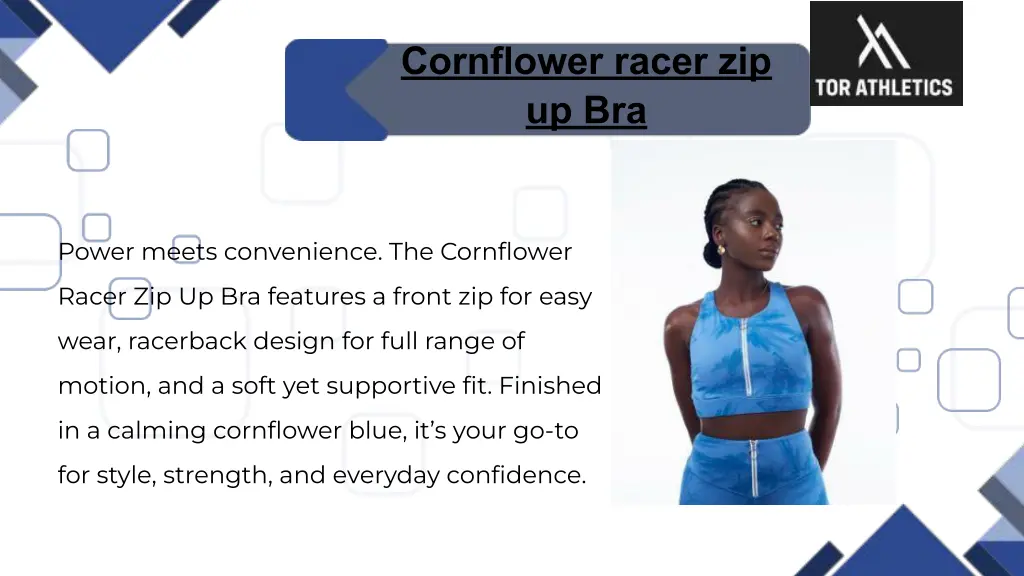 cornflower racer zip up bra