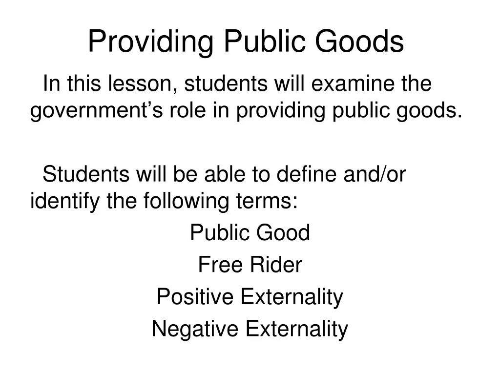 providing public goods