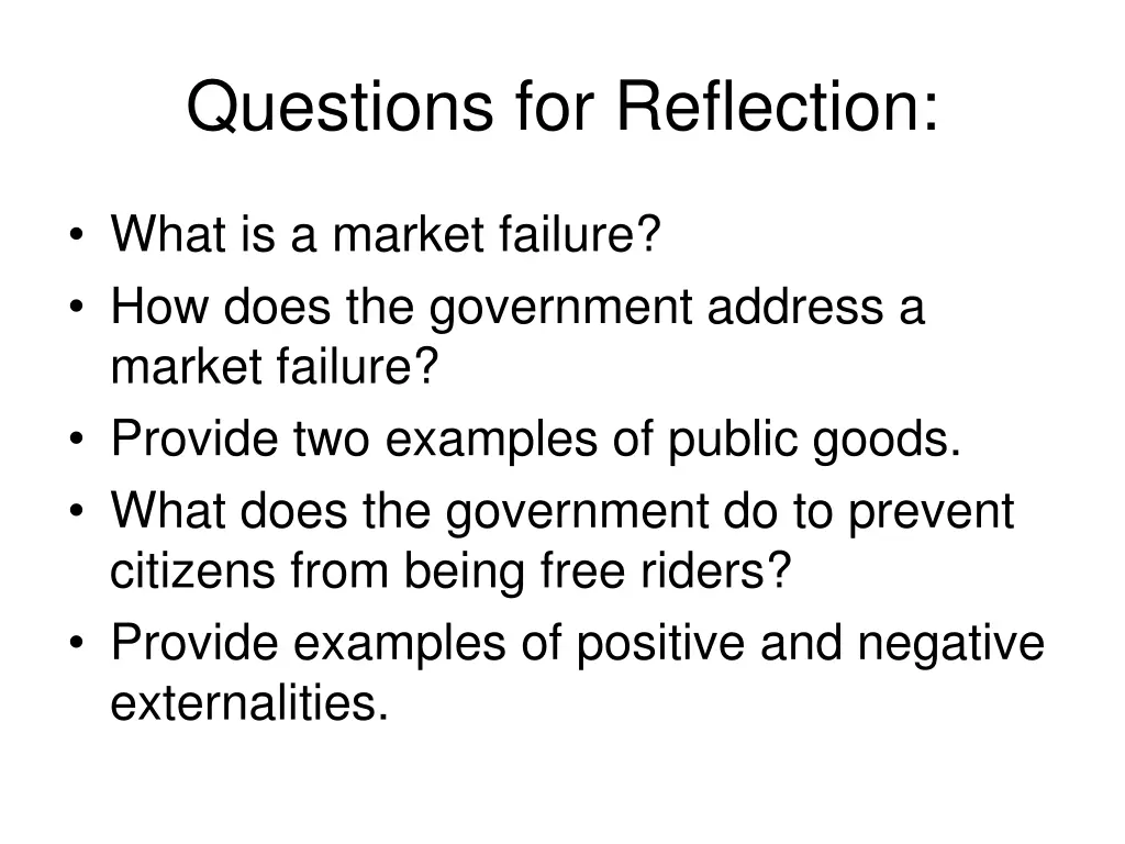 questions for reflection