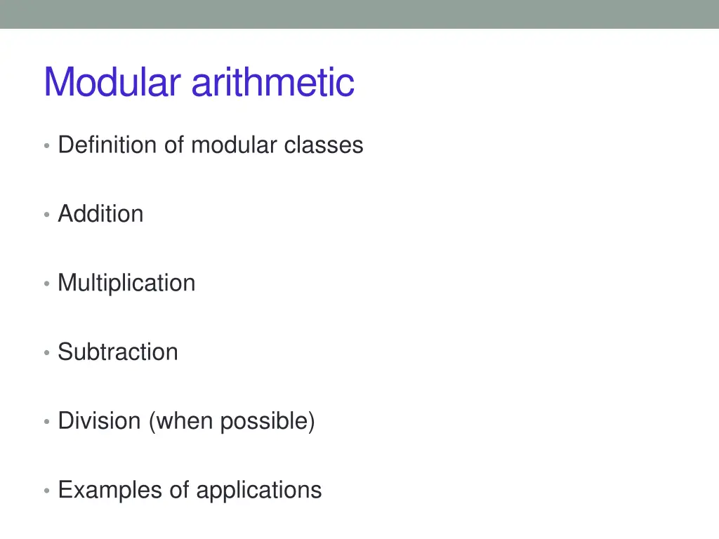 modular arithmetic