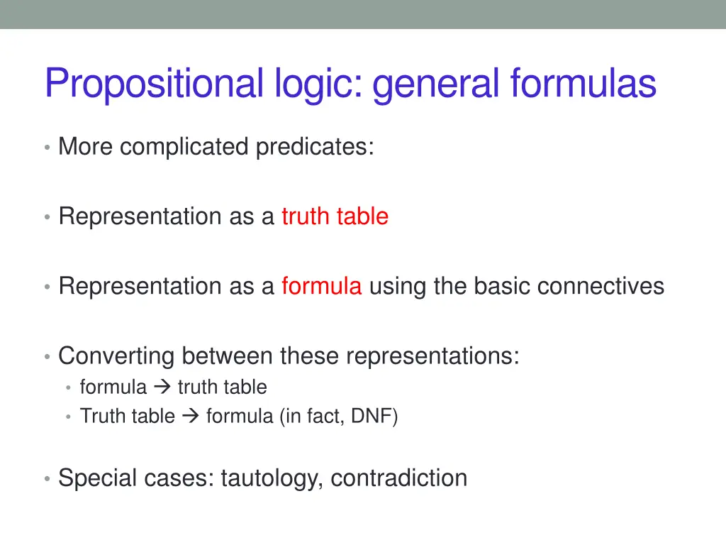 propositional logic general formulas