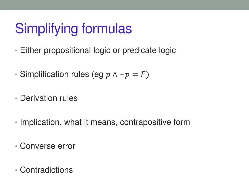 simplifying formulas
