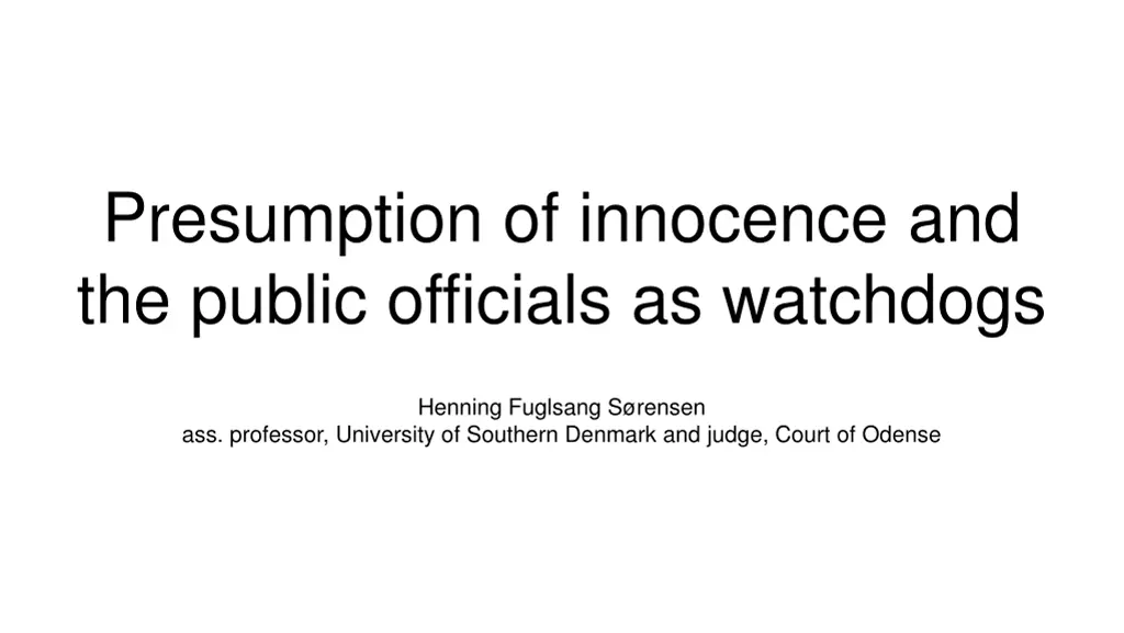 presumption of innocence and the public officials