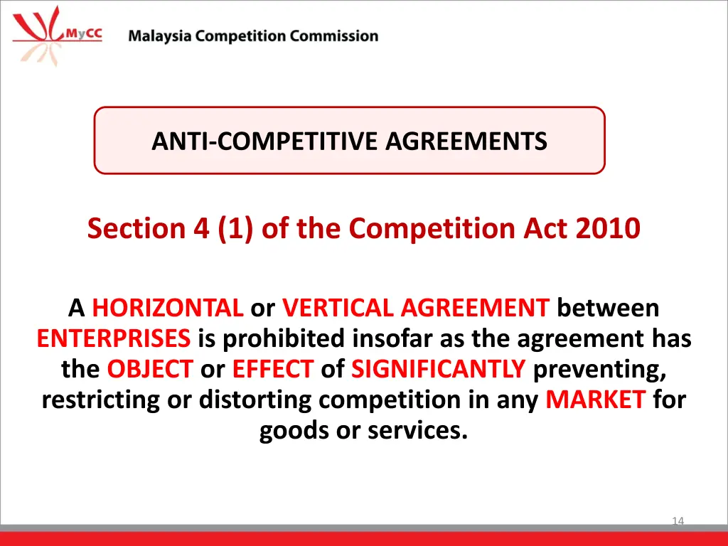 anti competitive agreements