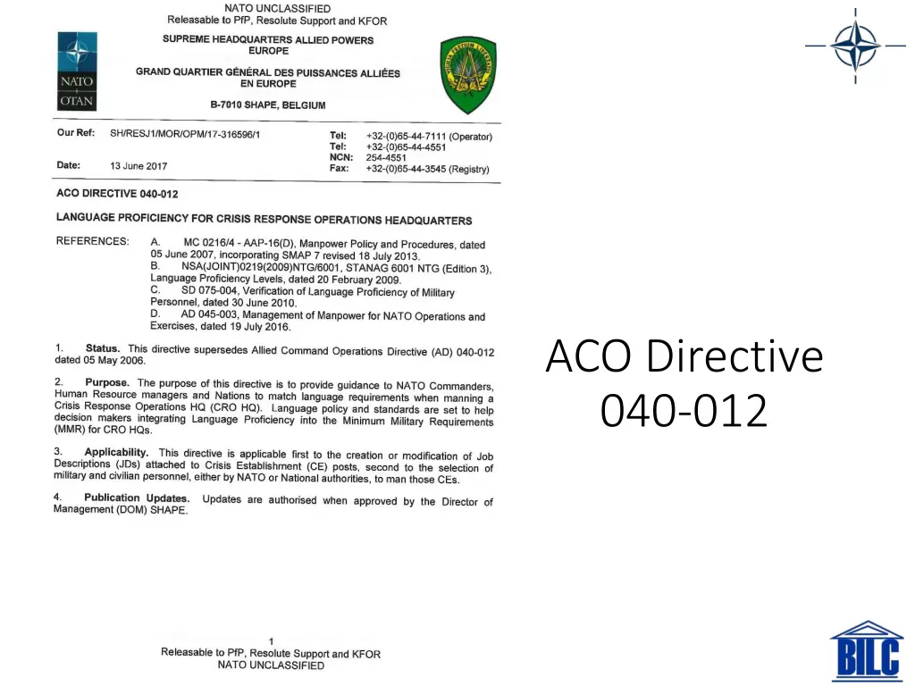 aco directive 040 012