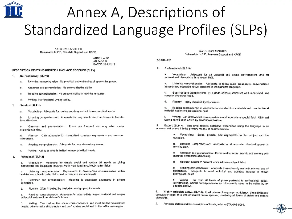 annex a descriptions of standardized language
