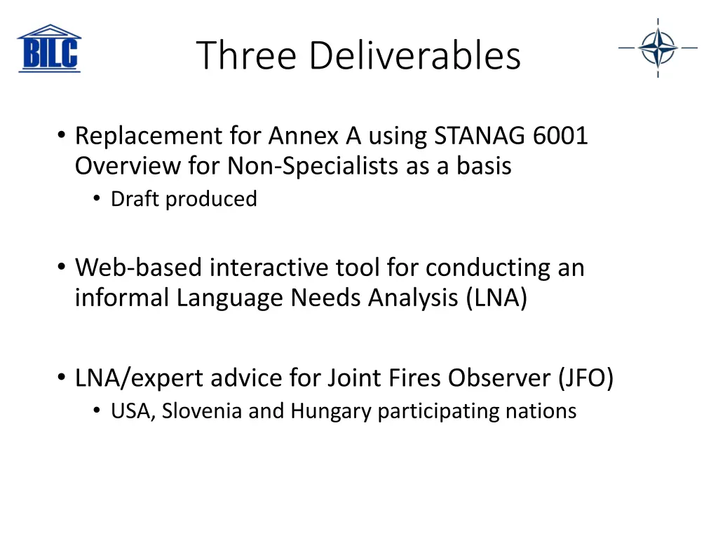 three deliverables