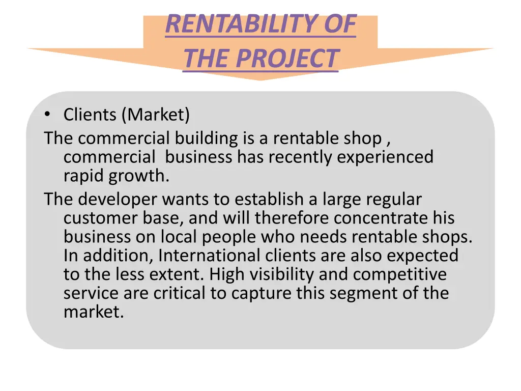 rentability of the project