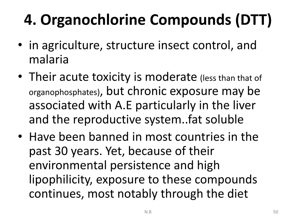 4 organochlorine compounds dtt