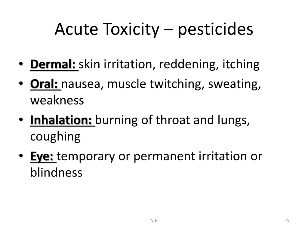 acute toxicity pesticides