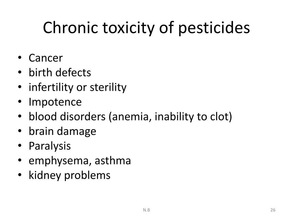 chronic toxicity of pesticides