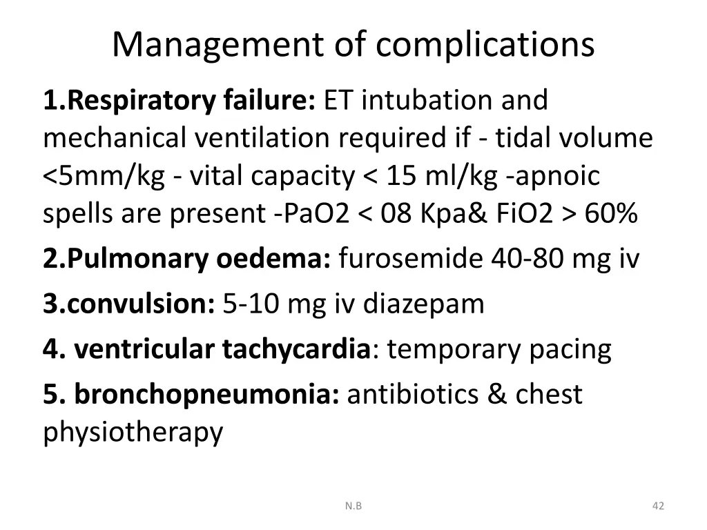 management of complications