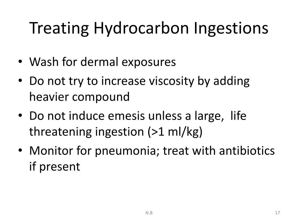 treating hydrocarbon ingestions
