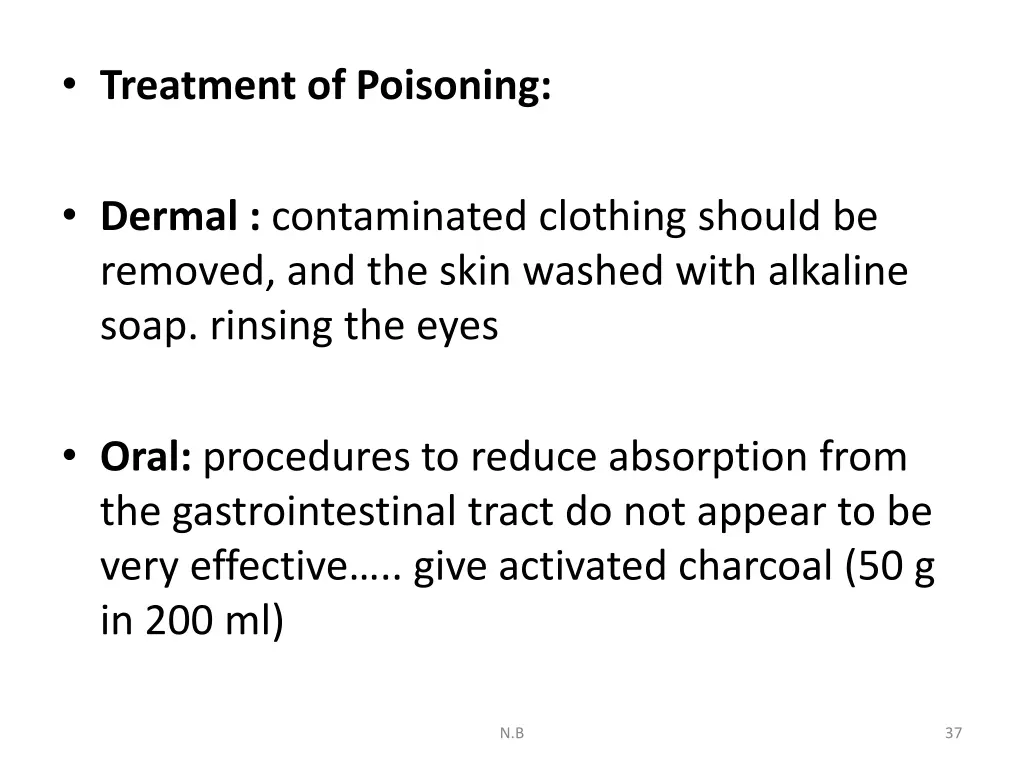 treatment of poisoning