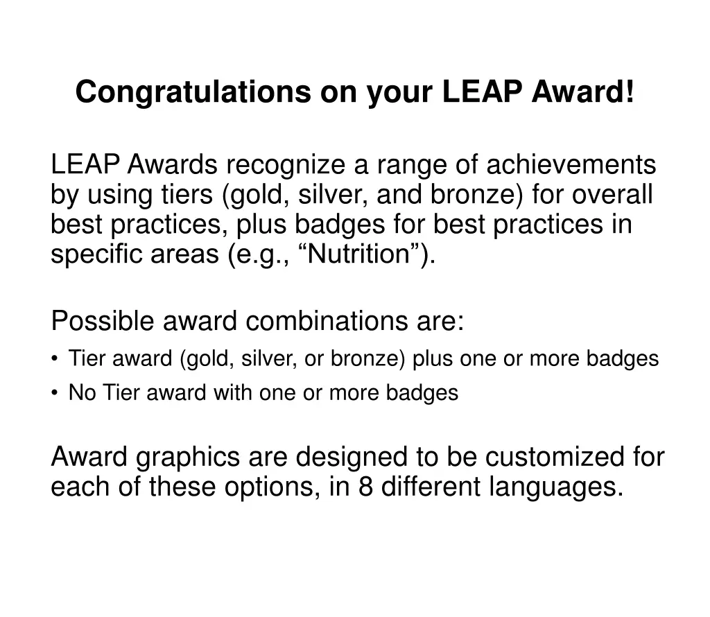 congratulations on your leap award
