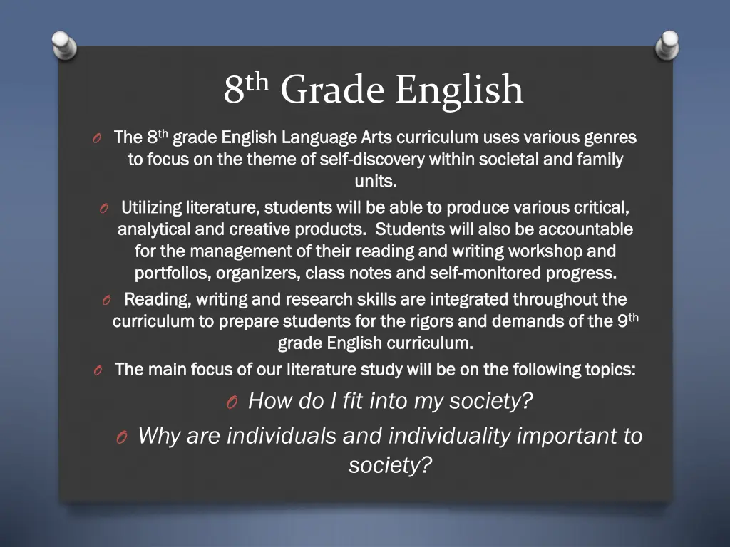 8 th grade english