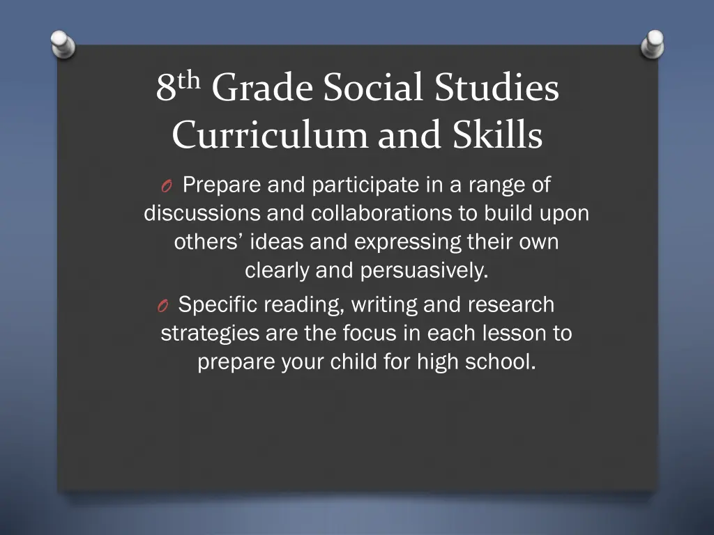 8 th grade social studies curriculum and skills 1