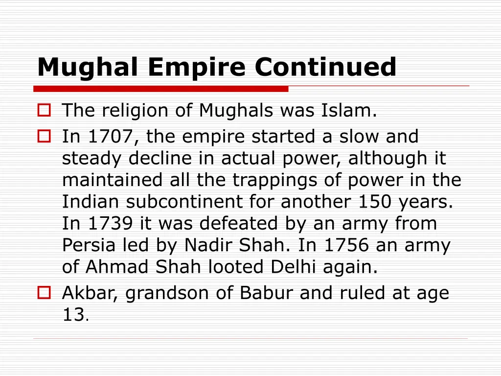 mughal empire continued
