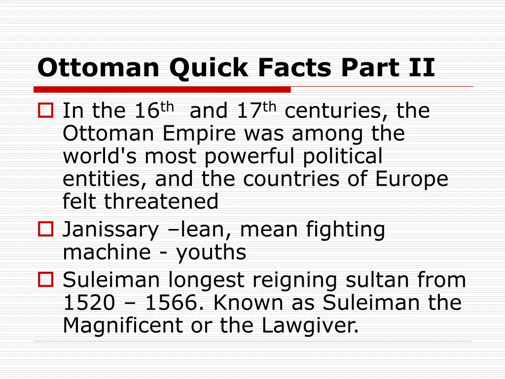 ottoman quick facts part ii