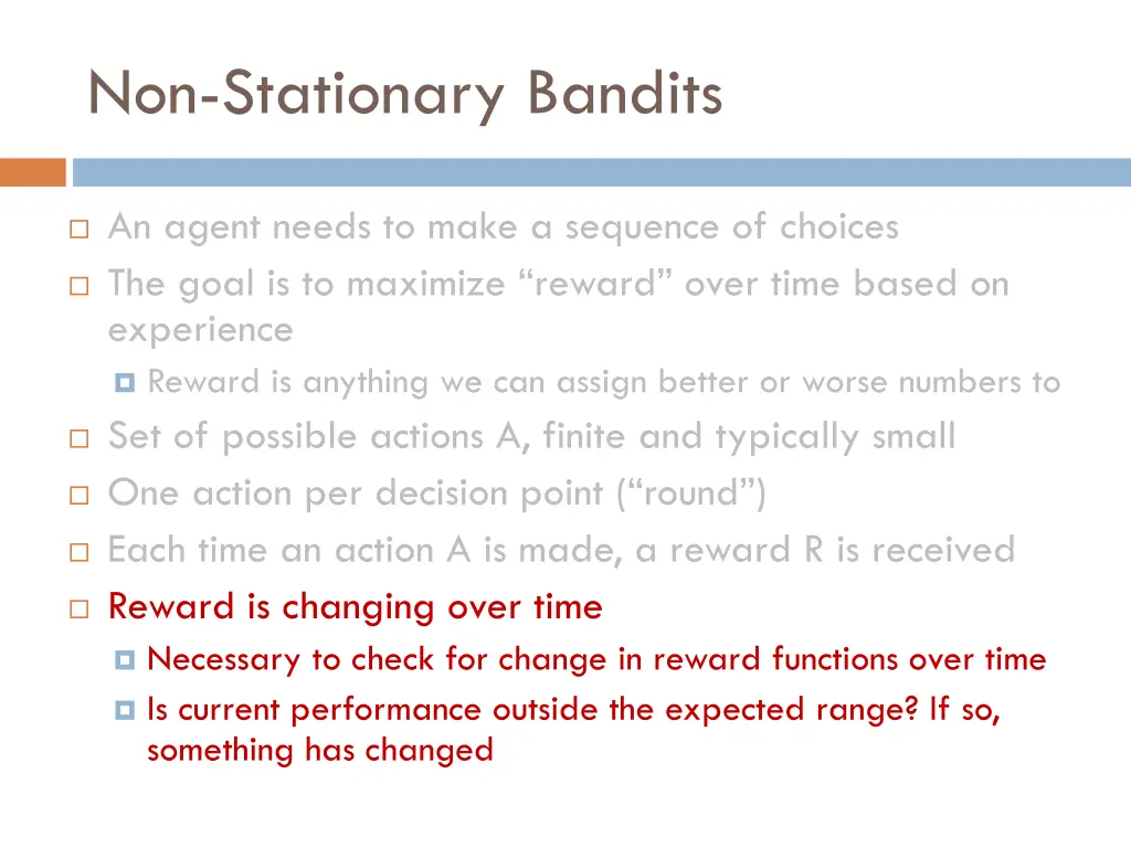non stationary bandits