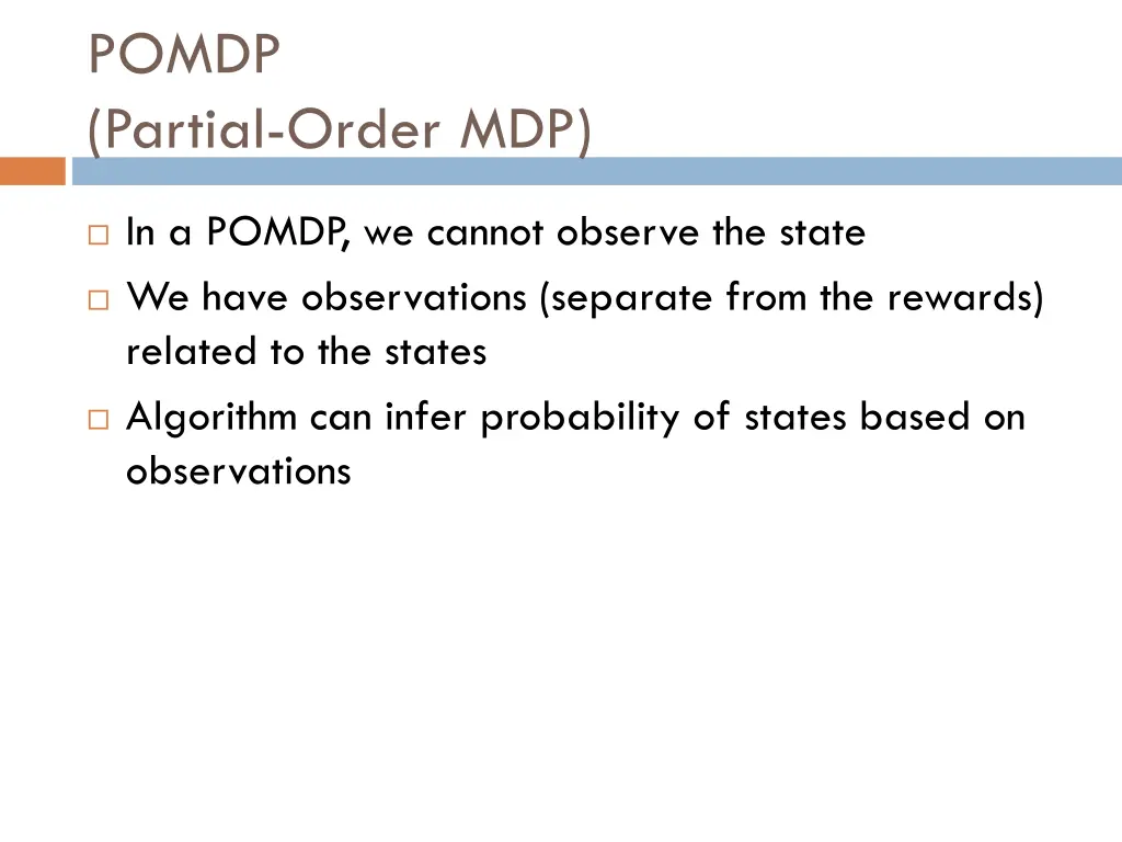 pomdp partial order mdp
