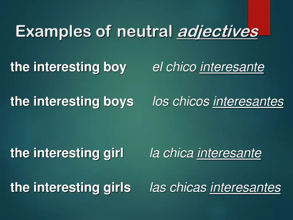 examples of neutral adjectives