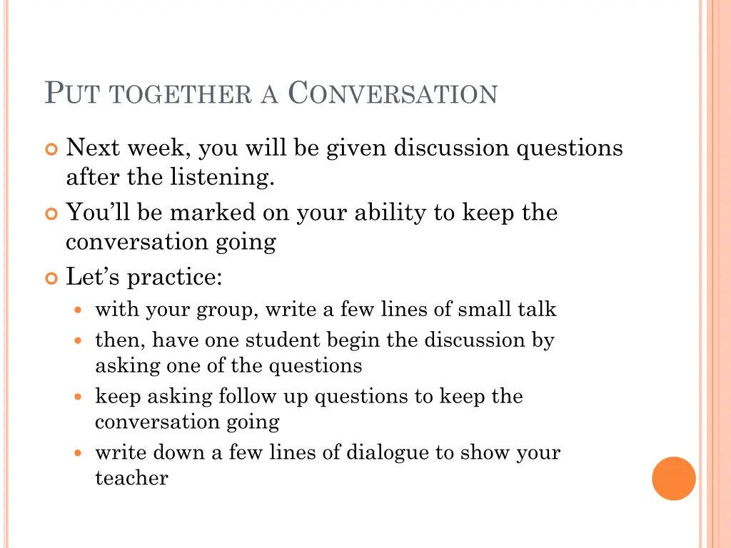 p ut together a c onversation
