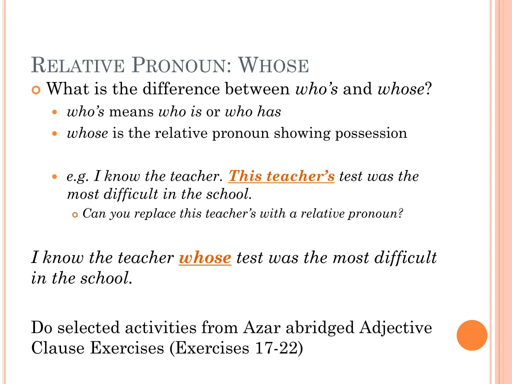 r elative p ronoun w hose what is the difference