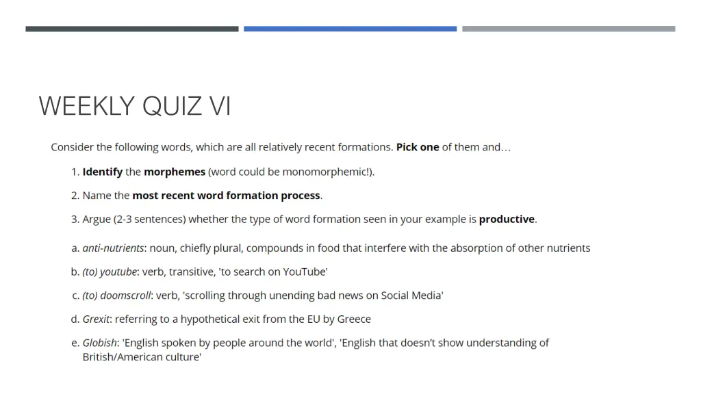 weekly quiz vi