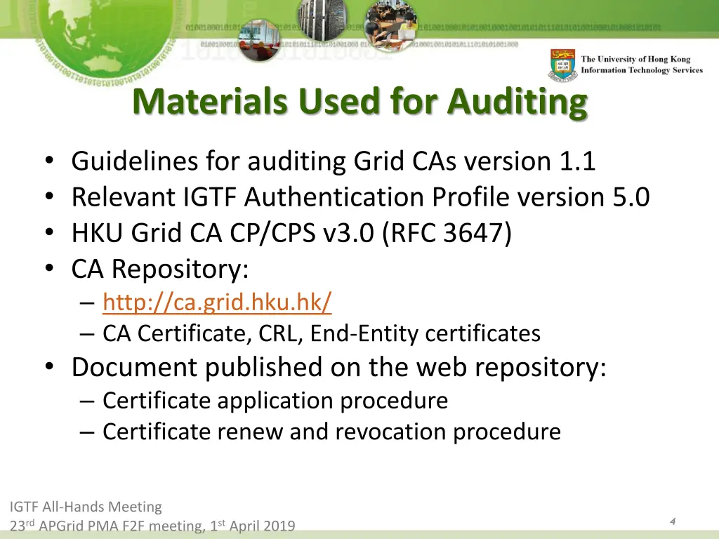 materials used for auditing
