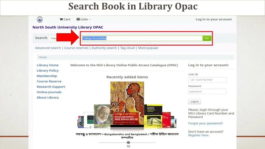 search book in library opac